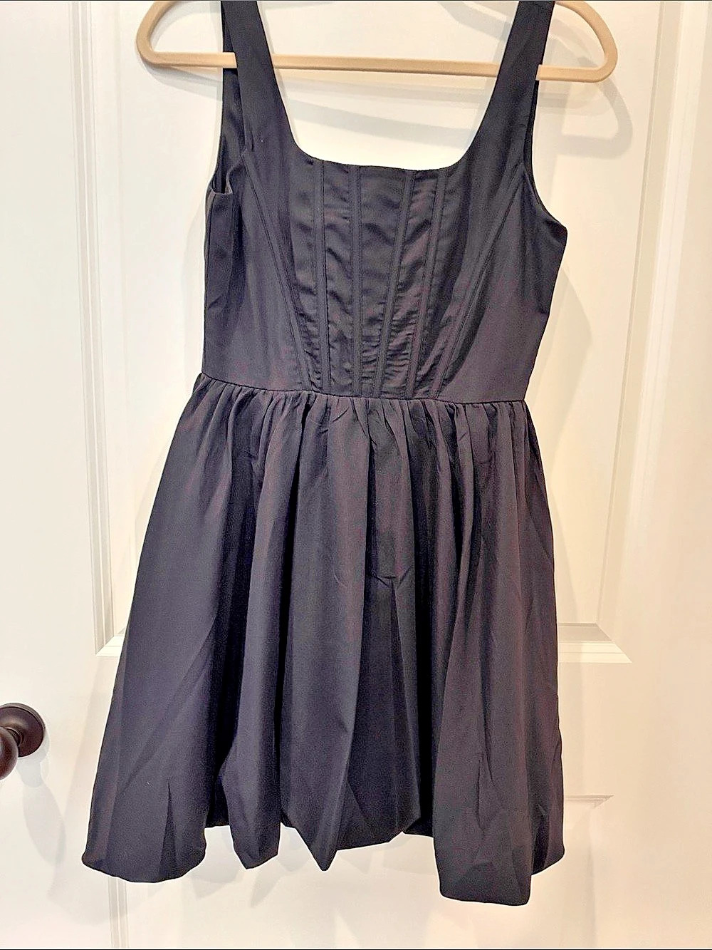 She & Sky Black Mini Bubble Hem Dress Like New